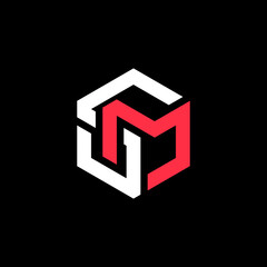 Creative modern elegant trendy unique artistic red and white color MS SM M S initial based letter icon logo.