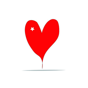 Red heart with little star on background
