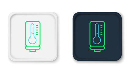 Line Meteorology thermometer measuring heat and cold icon isolated on white background. Thermometer equipment showing hot or cold weather. Colorful outline concept. Vector