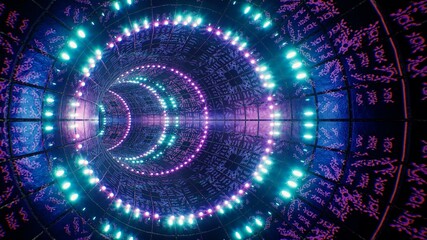 Glittering Neon Light Art Tiled VJ Tunnel 