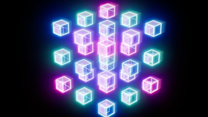 Naklejka premium Glowing Neon Multi VJ Boxes