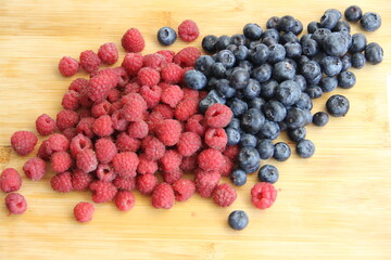 blueberries and raspberries