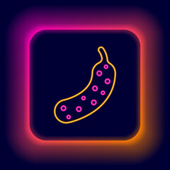 Glowing neon line Fresh cucumber icon isolated on black background. Colorful outline concept. Vector
