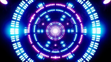 Abstract Blinking Neon Light Tunnel