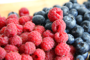 raspberries and blueberries