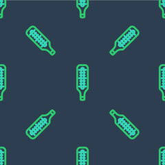 Line Medical thermometer for medical examination icon isolated seamless pattern on blue background. Vector