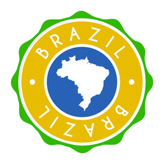 Brazil Badge Map Vector Seal Vector Sign. National Symbol Country Stamp Design Icon Label. 