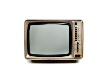Retro old TV with clipping path isolated on white background.
