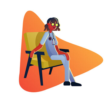 
lady doctor in a chair