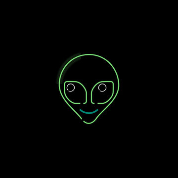 Alien Emoji glowing neon vector illustration