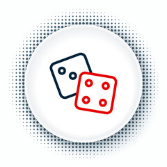 Line Game dice icon isolated on white background. Casino gambling. Colorful outline concept. Vector