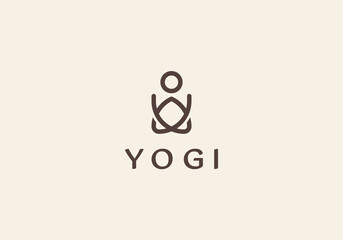 Yoga studio logo. Wellness health spa line icon. Meditation symbol. Zen harmony balance sign. Vector illustration.
