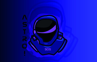 Astronauta mascot logo z napisem ASTRO! - obrazy, fototapety, plakaty