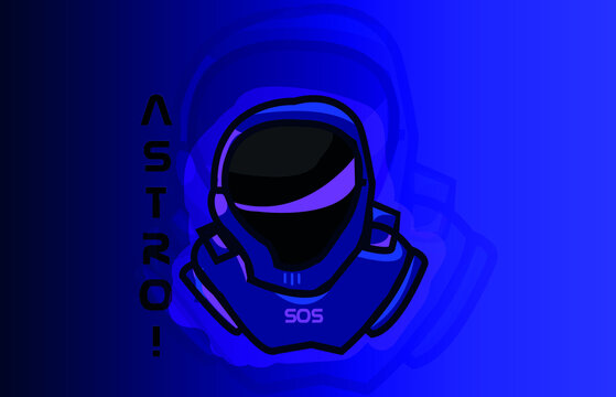 Astronauta mascot logo z napisem ASTRO!