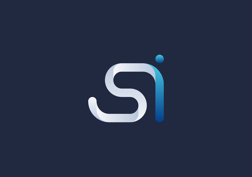Letter Si 3D Logo Template Vector. S monogram logo vector. S symbol vector.

