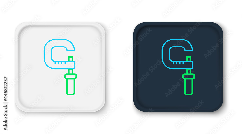 Poster line micrometer icon isolated on white background. measuring engineer tool. universal device designe
