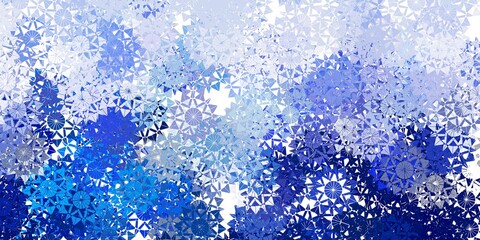 Light pink, blue vector template with ice snowflakes.