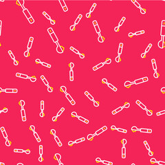 Line Measuring spoon icon isolated seamless pattern on red background. Vector