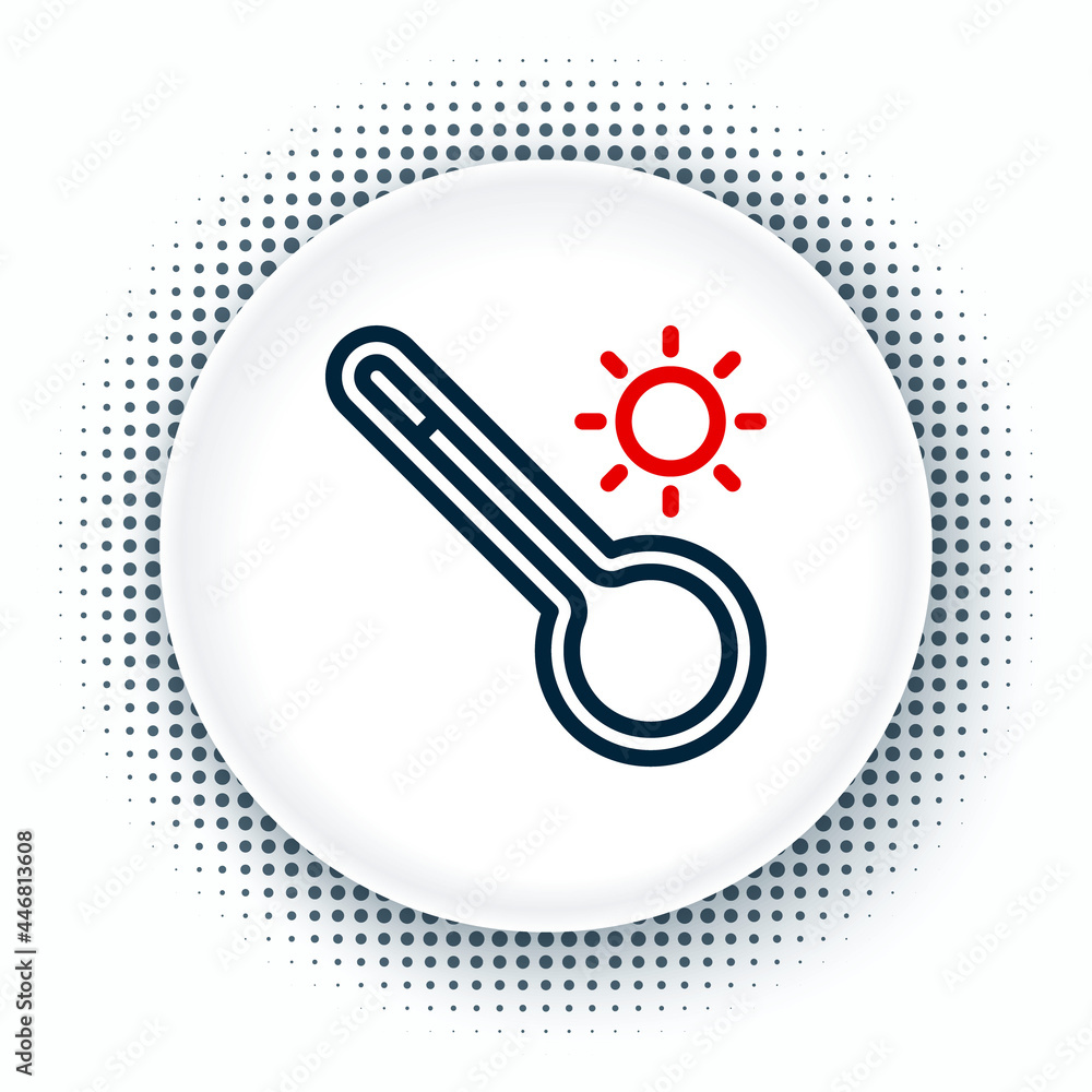 Poster line meteorology thermometer measuring heat and cold icon isolated on white background. thermometer 
