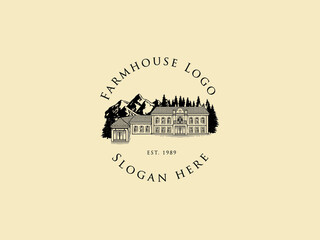 Vintage Farmhouse Logo Design monogram