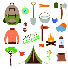set of camping icons