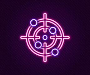 Glowing neon line Target sport icon isolated on black background. Clean target with numbers for shooting range or shooting. Colorful outline concept. Vector