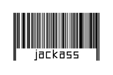Barcode on white background with inscription jackass below