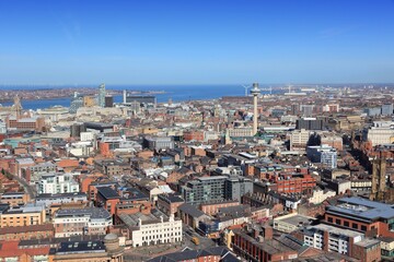 Naklejka na ściany i meble Liverpool city aerial view