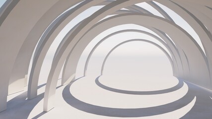 Abstract gray architecture background arched interior 3d render