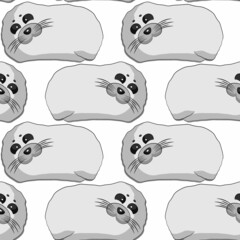 Seamless vector pattern with cute cartoon seal