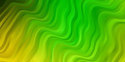 Light Green, Yellow vector pattern with curves.
