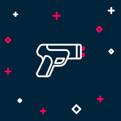 Line Police electric shocker icon isolated on blue background. Shocker for protection. Taser is an electric weapon. Colorful outline concept. Vector