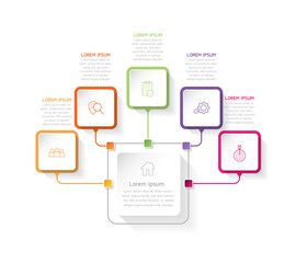 Vector illustration infographics design template, business information, presentation chart, with 5 options or steps. 