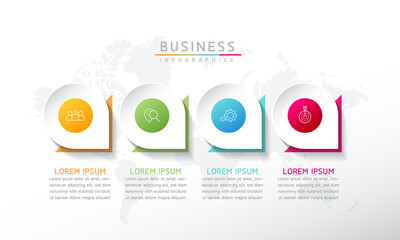 Vector illustration infographics design template, business information, presentation chart, with 4 options or steps. 