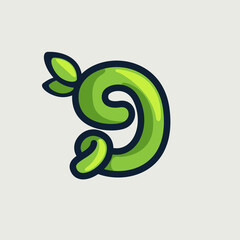 Fototapeta premium Bold twisted eco-friendly number nine logo, hand-drawn by a marker.