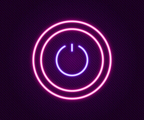 Glowing neon line Power button icon isolated on black background. Start sign. Colorful outline concept. Vector