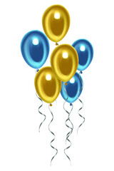 Festive balloons blue and yellow.Vector illustration on a white background.