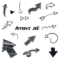 Vector hand drawn set of arrows