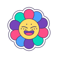 Isolated happy flower icon with lgbt colors Vector
