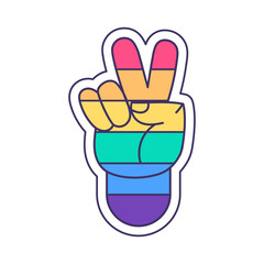 Isolated hand with peace symbol and lgtb colors Vector