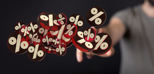 Percent sign 3d symbol modern in hand