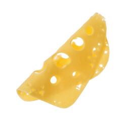 Slice of delicious cheese isolated on white