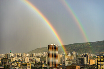 Rainbow ovet Tbilisi's downtown