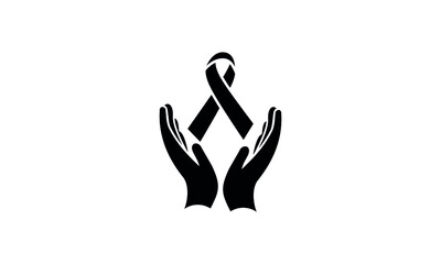 World AIDS day awareness icon, hands and cancer ribbon vector 