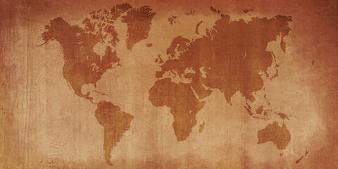 Fototapeta na wymiar Old vintage paper world map with texture background 
