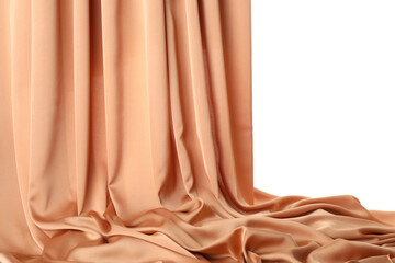Beautiful delicate peach silk isolated on white