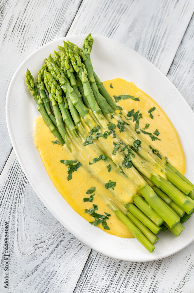 Canvas Prints cooked asparagus with hollandaise sauce