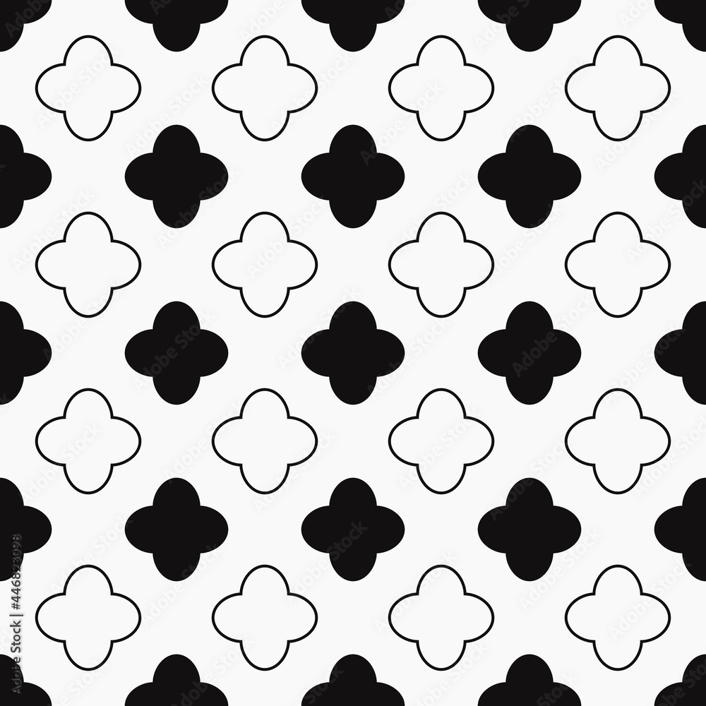 Poster Four petals quadrifolium minimal pattern. Vector and seamless.