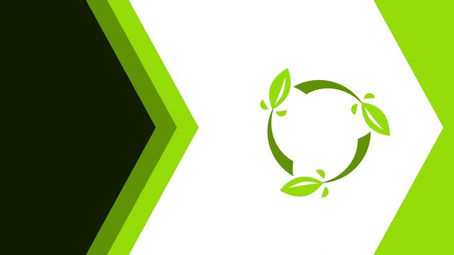 4k video of cartoon green recycle symbol.