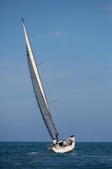 sailing yacht regatta. Sailing yachts are competing. Cruising sailing yachts.